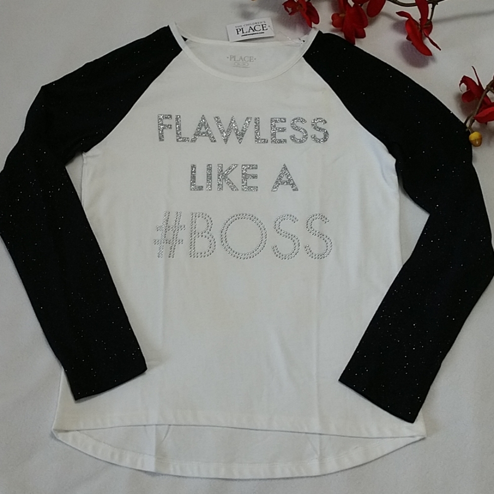 NEW Girls Sparkle Top Color Block Raglan Long Sleeve Flawless Like Boss Bling Md